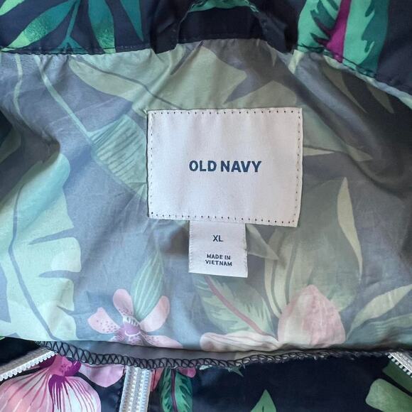 Old Navy Tropical Orchid Print Windbreaker Zip Up Jacket With Hood - Picture 7 of 7